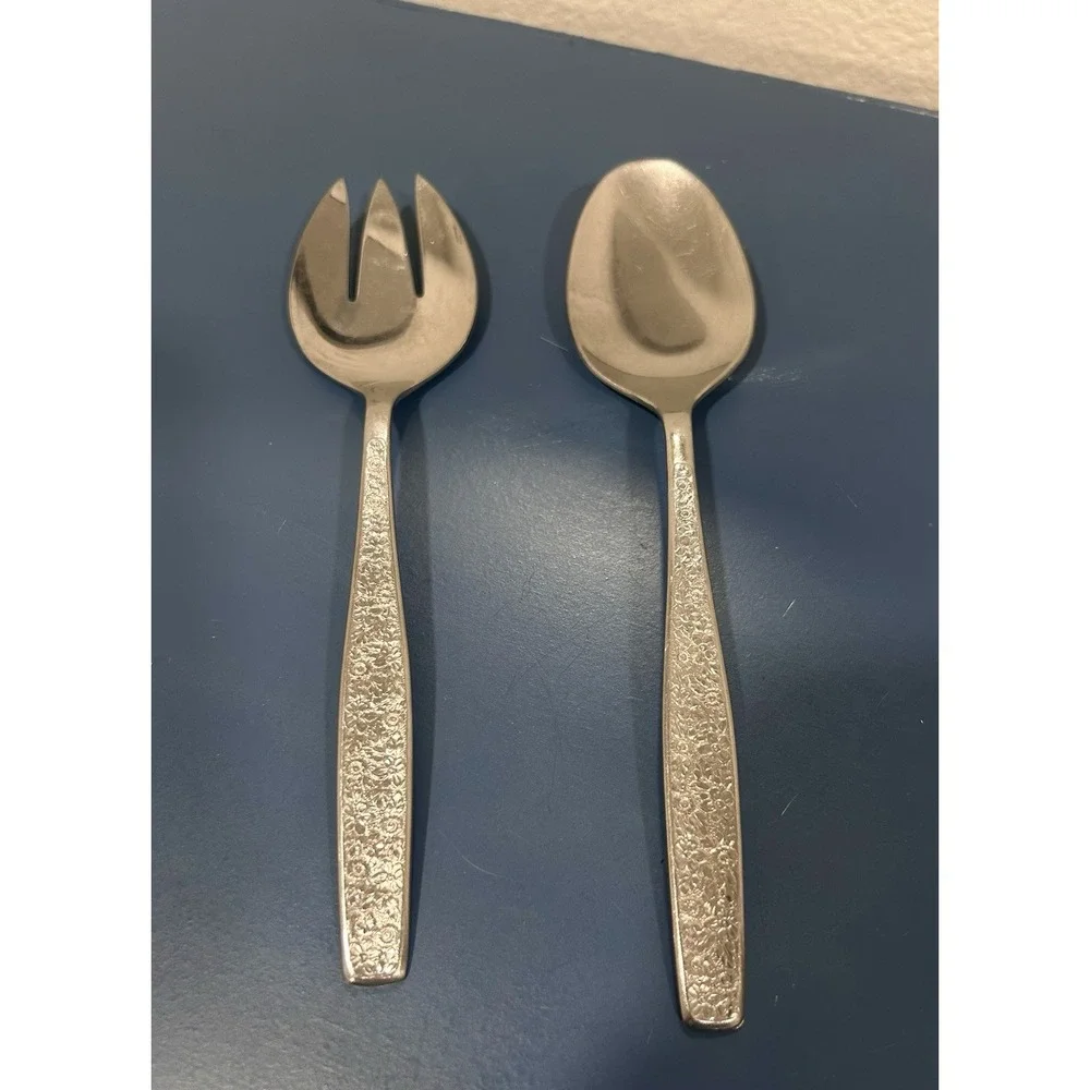 Rogers Co/Stanley Roberts La Spana pattern Stainless Serving Set Floral Embossed